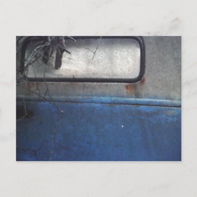 Cartão Postal Caminhão de colheita branco e azul (Frente)