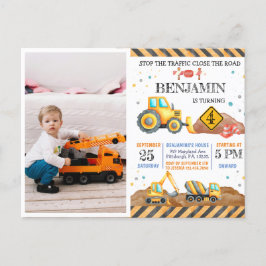Cartão Postal Caminhão de Construção Fofo Festa de Aniversário I