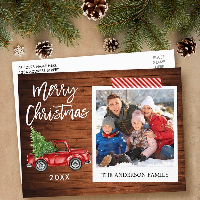 Cartão Postal Caminhão de Fita de Natal Instantâneo de Script de (Customize to change your personalized text size or text style.)