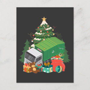 Cartão Postal Caminhão de lixo árvore de Natal Xmas Caminhoneiro