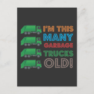 Cartão Postal Caminhão de Lixo de 4 Anos de Idade 4º Aniversário