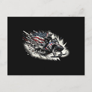 Cartão Postal Caminhão de neve T Motoneve Freedom Flag Manga Lon