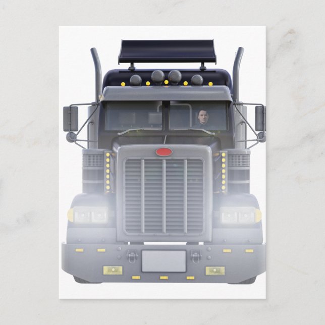 Cartão Postal Caminhão de tração Semi Preta com Faróis (Frente)