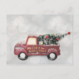 Cartão Postal caminhão de vintage vermelho sobre fundo de cinza