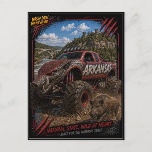 Cartão Postal Caminhão Monstro Arkansas Arte Off Road