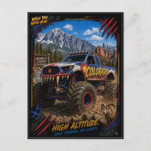 Cartão Postal Caminhão Monstro Colorado Arte Off Road