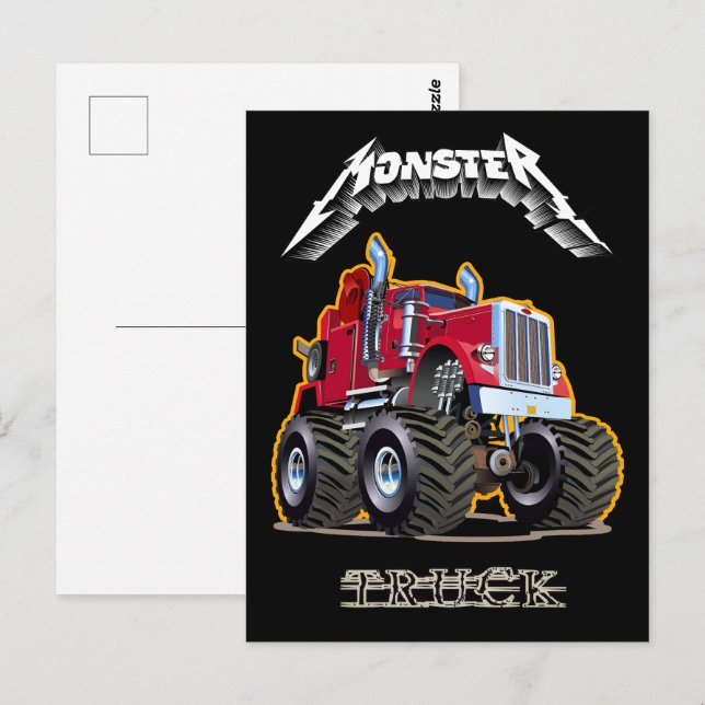 Cartão Postal Caminhão monstro de desenho animado (Frente/Verso)