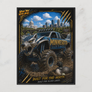 Cartão Postal Caminhão Monstro de Minnesota Arte Off Road