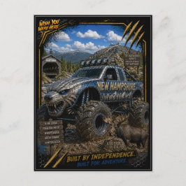 Cartão Postal Caminhão Monstro de New Hampshire Arte Off Road