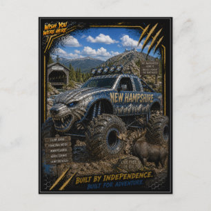 Cartão Postal Caminhão Monstro de New Hampshire Arte Off Road