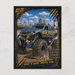 Cartão Postal Caminhão Monstro de New Jersey Arte Off Road