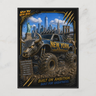 Cartão Postal Caminhão Monstro de Nova York Arte Off Road