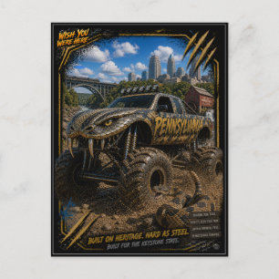 Cartão Postal Caminhão Monstro de Pennsylvania Arte Off Road