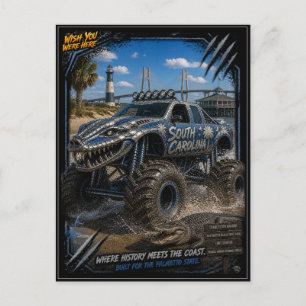 Cartão Postal Caminhão Monstro de South Carolina Arte Off Road