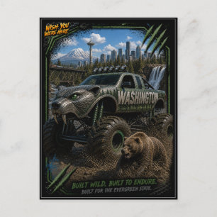 Cartão Postal Caminhão Monstro de Washington Arte Off Road