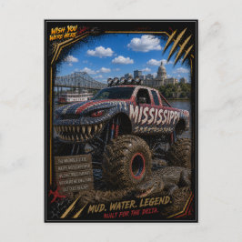 Cartão Postal Caminhão Monstro fora de Estrada Arte Mississippi