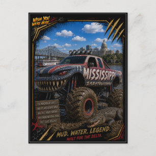 Cartão Postal Caminhão Monstro fora de Estrada Arte Mississippi