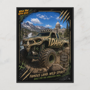 Cartão Postal Caminhão Monstro Idaho Arte Off Road