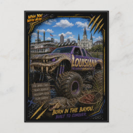 Cartão Postal Caminhão Monstro Louisiana Arte Off Road