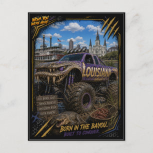 Cartão Postal Caminhão Monstro Louisiana Arte Off Road