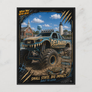 Cartão Postal Caminhão Monstro Off Road Delaware Arte