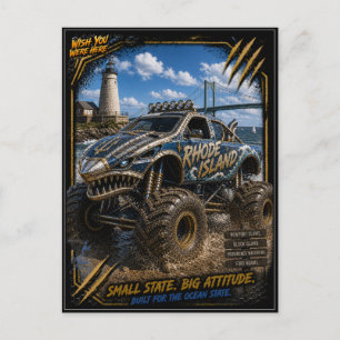 Cartão Postal Caminhão Monstro Off Road Rhode Island Arte
