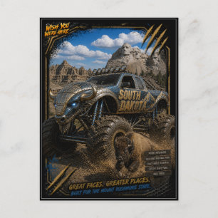 Cartão Postal Caminhão Monstro Todo Terreno Arte Dakota do Sul