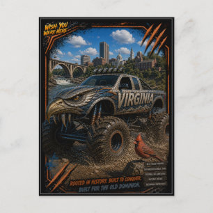 Cartão Postal Caminhão Monstro Virginia Arte Off Road