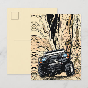 Cartão Postal Caminhão Off-Road Retro Rock Crawl Arte Pop