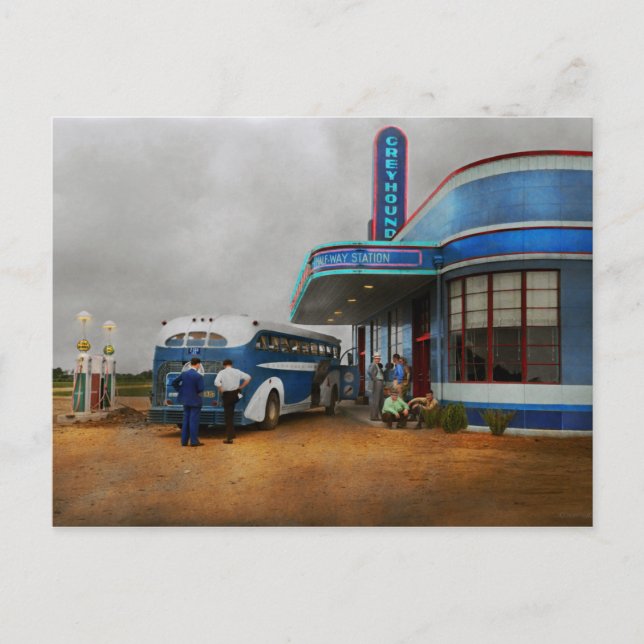 Cartão Postal Caminhão - Ônibus - Meio caminho até 1938 (Frente)