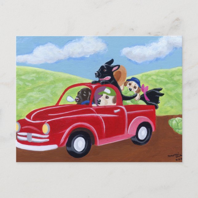 Cartão Postal Caminhão Vermelho e Laboratórios (Frente)