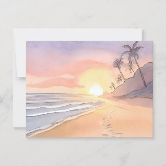 Cartão Postal Caminhar na Praia | Aquarela do Oceano