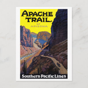 Cartão Postal Caminho Apache EUA Cartaz de Viagem Vintage Restau