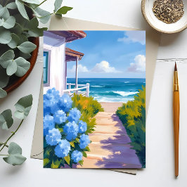 Cartão Postal Caminho da Praia de Cape Cod | Pintura Costeira de