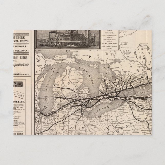 Cartão Postal Caminho de ferro de Chicago e Grand Trunk (Frente)
