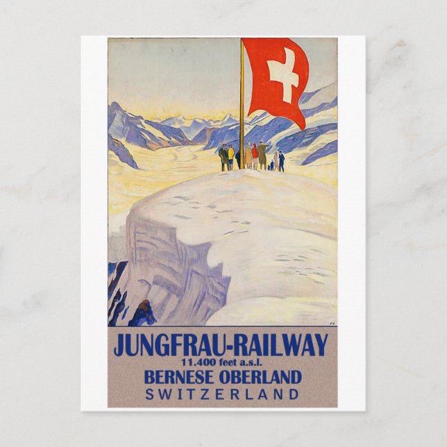 Cartão Postal Caminho de ferro Jungfrau, Bernese Oberland, Suiça (Frente)