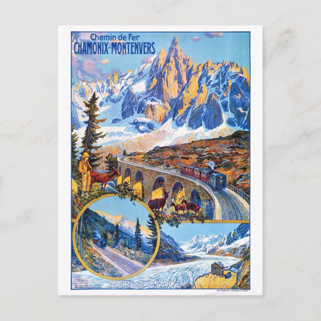 Cartão Postal Caminho de ferro Montevers, França, comboio sobre  (Frente)