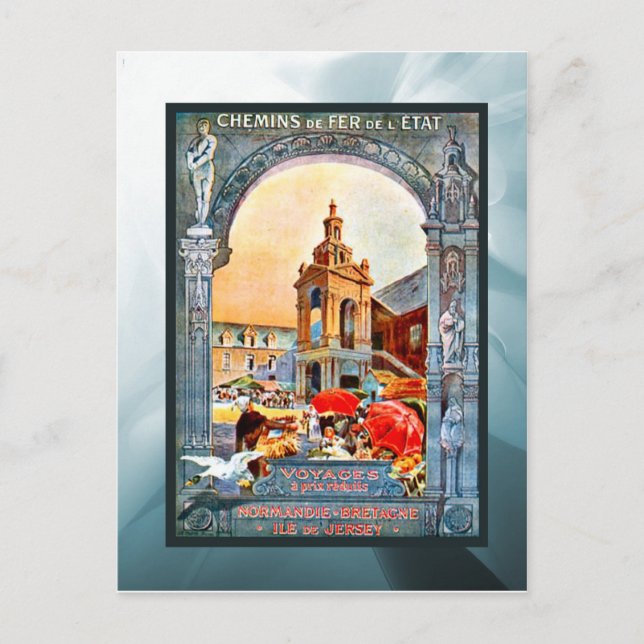 Cartão Postal Caminho de ferro para Brittany Normandy e Jersey (Frente)