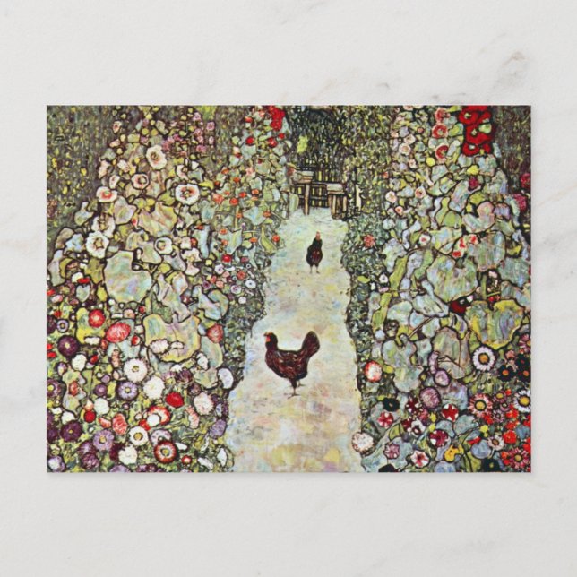 Cartão Postal Caminho do Jardim com Galinhas, Gustav Klimt, Art  (Frente)