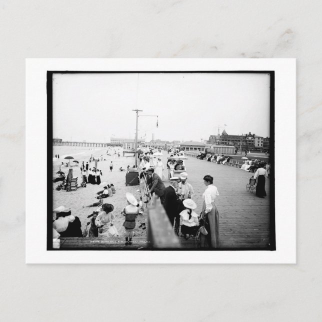 Cartão Postal Caminho e praia de conselho, Parque Asbury, NJ Vin (Frente)