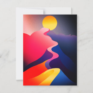 Cartão Postal Caminho para o Sol – Vibrante Montanha Abstrata