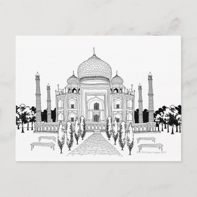 Cartão Postal Caminho por Taj Mahal (Frente)