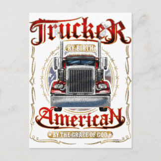 Cartão Postal Caminhoneiro por Birth American by Grace of God
