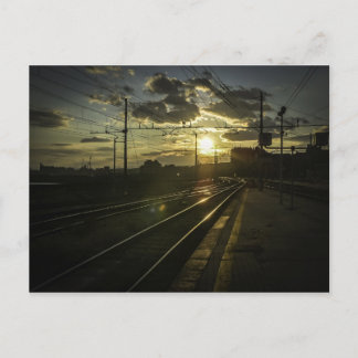 Cartão Postal Caminhos de ferro Catania ao pôr do sol