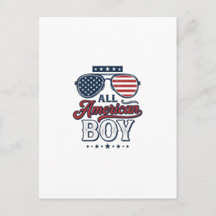 Cartão Postal Camisa com Óculos de Sol Patrióticos Todo American