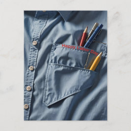 Cartão Postal Camisa de Trabalho de Coluna Azul