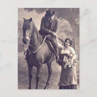 Cartão Postal Camisa francesa - Vintage Cavalo Romântico