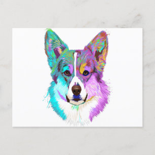 Cartão Postal Camisa-T Colorida Welsh Corgi