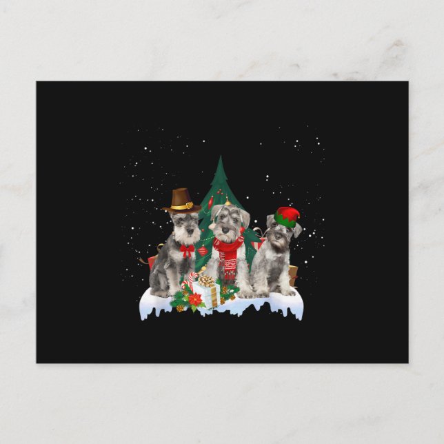 Cartão Postal Camisa-T de Cão de Natal de Schnauzer Bonito Minia (Frente)