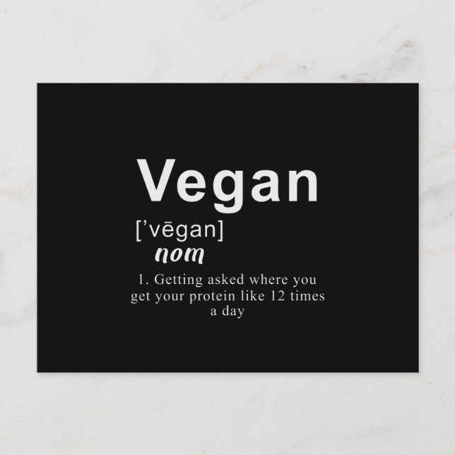 Cartão Postal Camisa Vegan Engraçada - Definição Vegan (Frente)